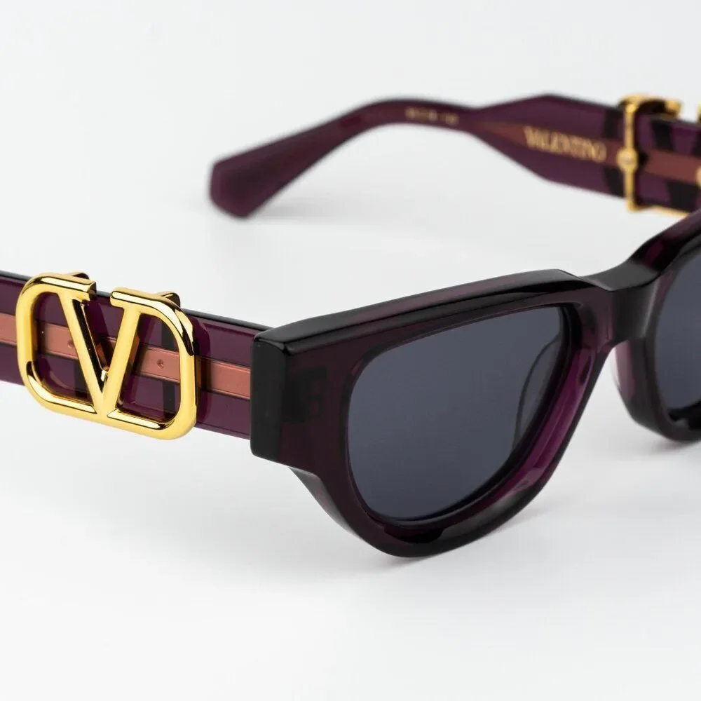 Valentino Men Sunglasses Crystal Purple Grey Cat Eye V - DUE VLS-103D-50